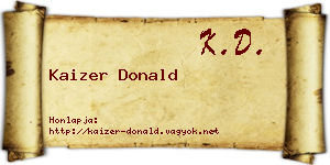 Kaizer Donald névjegykártya